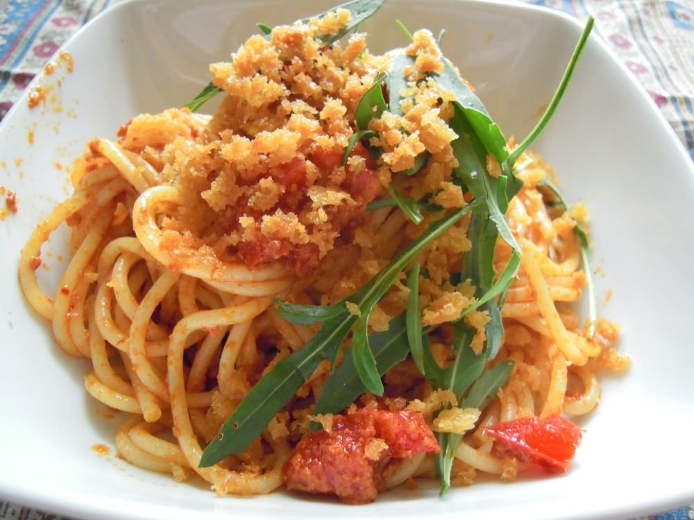 Spaghetti, 'nduja e rucola - passo 11