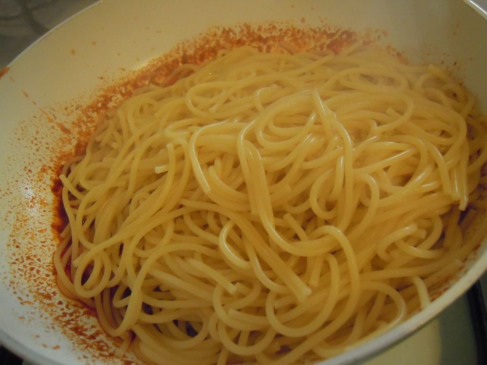 Spaghetti, 'nduja e rucola - passo 9
